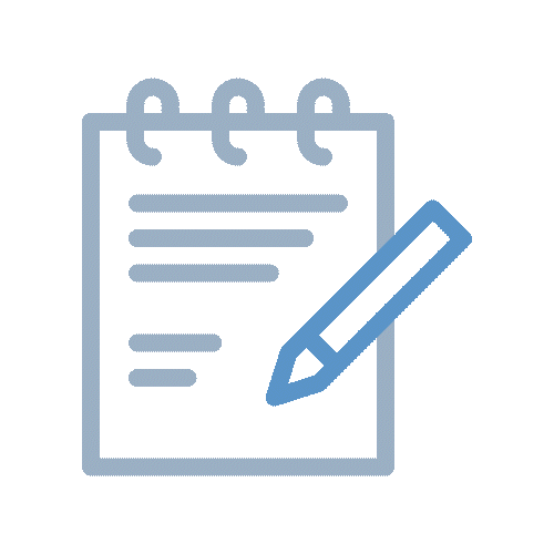 Pencil and pad icon representing Step 1 – Book an appointment with Gulf Way